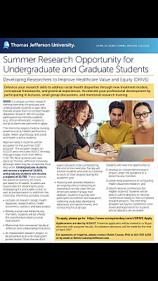 Summer Research Opportunity for Undergraduate and Graduate Students