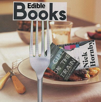 An archival promotional image for the Edible Books Festival at Myrin Library.
