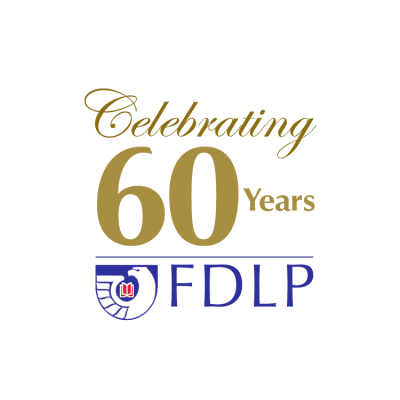 Text: Celebrating 60 Years FDLP Image: Blue and White Eagle FDLP Logo