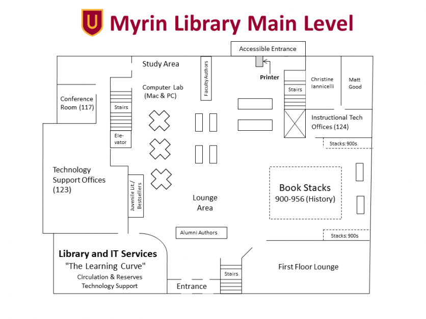 Myrin Library main level map.