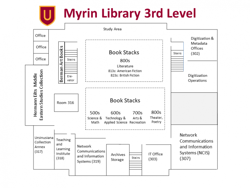 Myrin Library third level map.