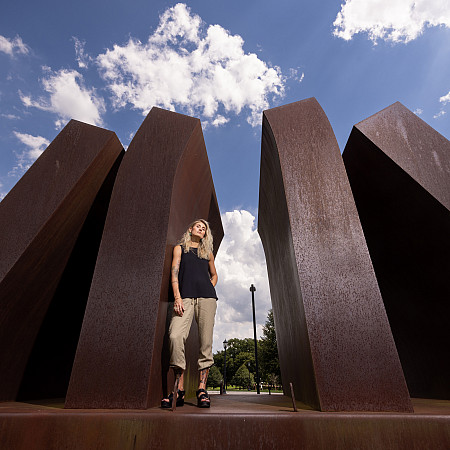 Student at the Philip and Muriel Berman Museum of Art.