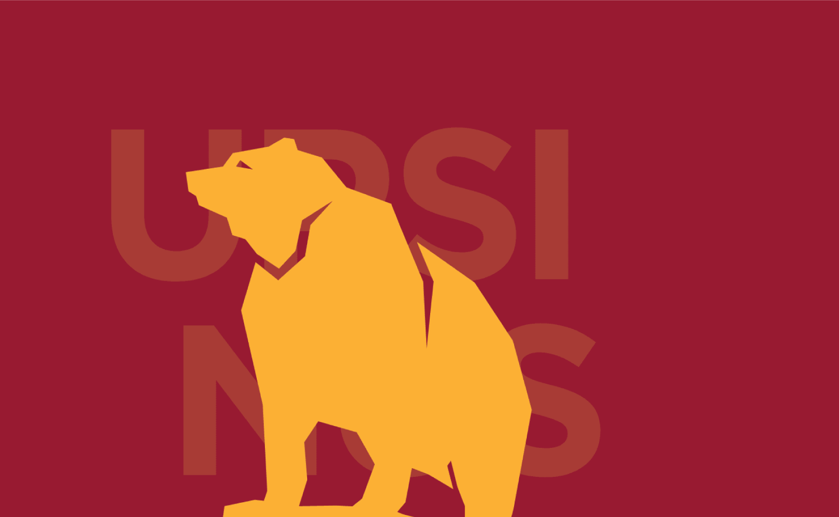 Ursinus College bootcamp graphic with an abstract golden bear and red background.