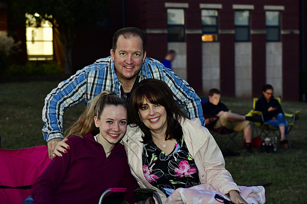 Ursinus families and friends enjoying a Movie on Paisley Beach.