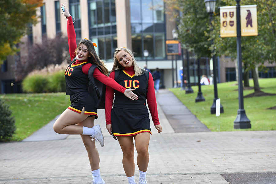 Homecoming Cheerleaders in front of IDC