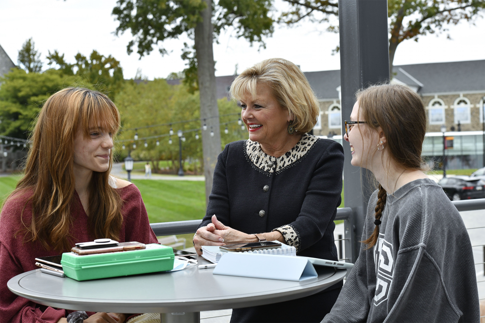 Pres. Marsteller on Commons porch