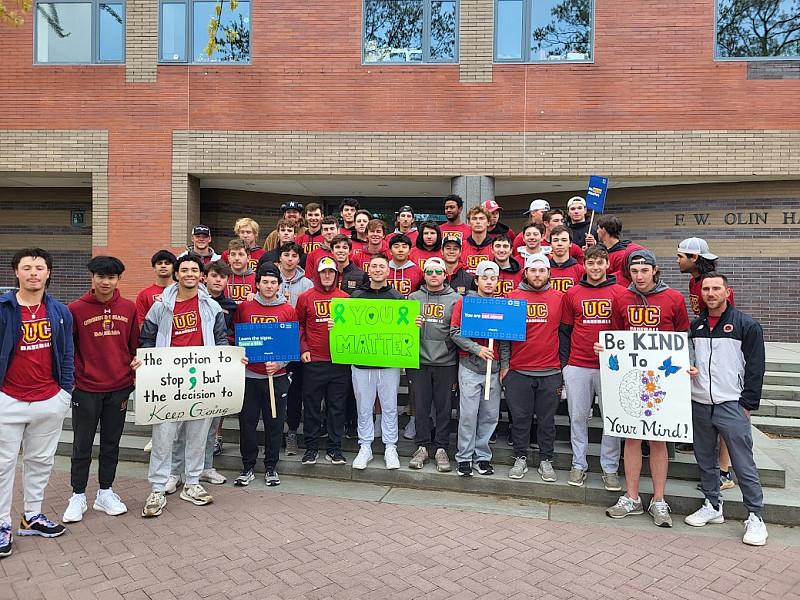 Athletics get involved on campus - this is the entire baseball team at the Suicide Prevention Walk 2024