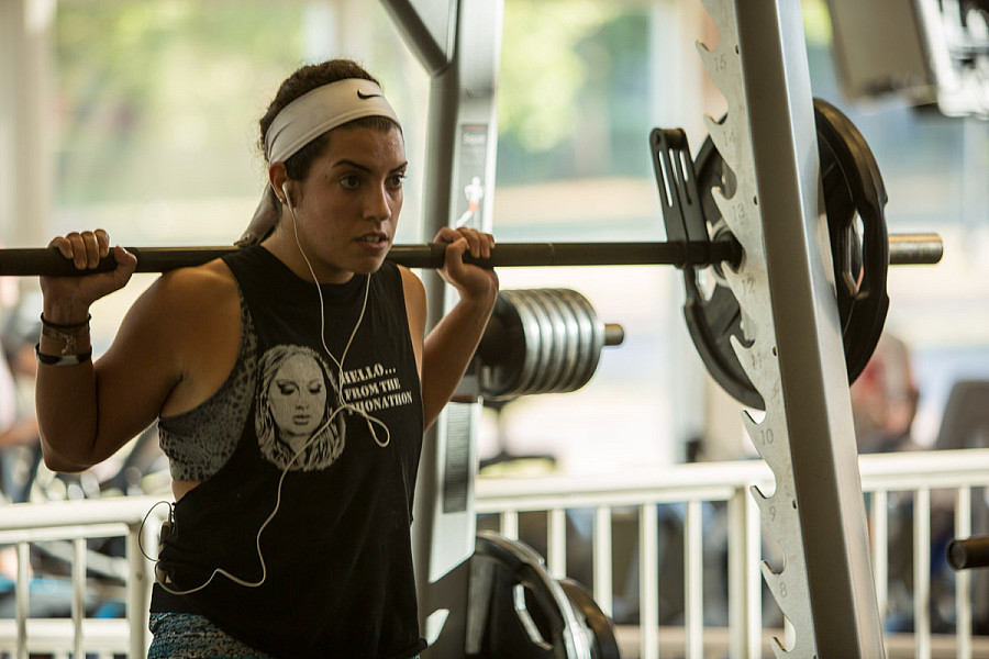 Fitness center - student lifting