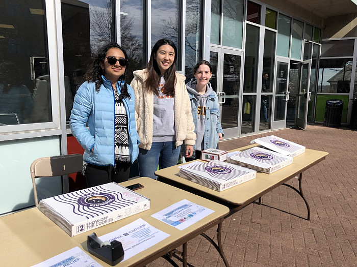 Antara Dabral, Sharon Chiu and Kate Hein at fundraiser outside of Wismer