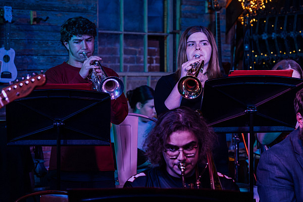 Rachel Hart performing with UC Jazz Ensemble at Troubles End Brewing