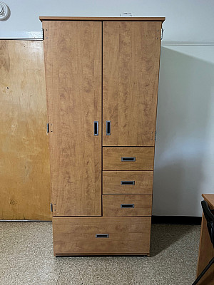Wardrobes are only found in triple rooms. Typical triples have 2 closets (with door) and one wardrobe. 