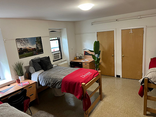 Photo of a triple with 2 closets depicted in this angle.