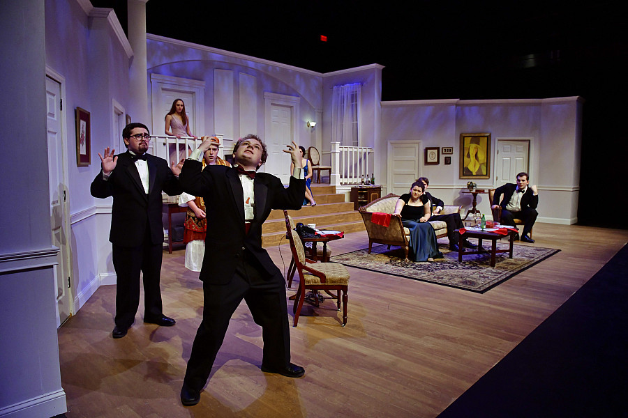 Theatre students performing Rumors.