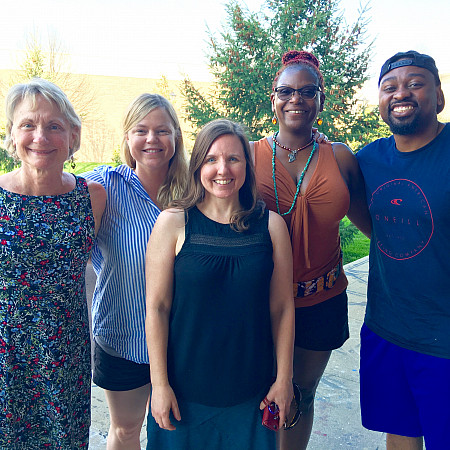 Dance faculty, left to right: Karen Clemente, Dana Powers-Klooster, Jeanine McCain, Jeannine Osayande, Joshua Polk