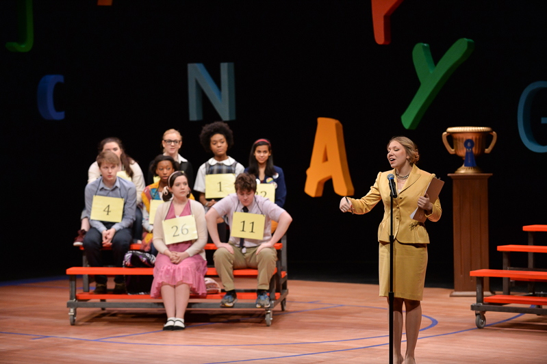 Theatre students performing in a spelling bee.