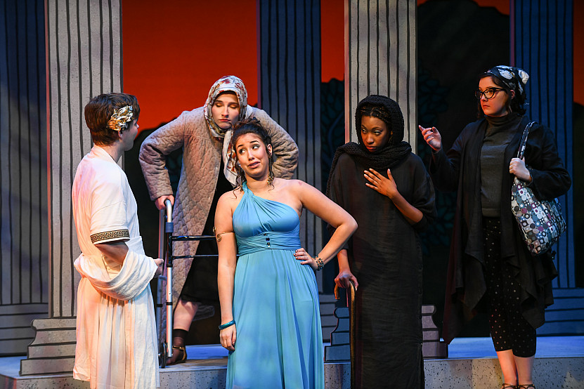Theatre students performing Lysistrata.