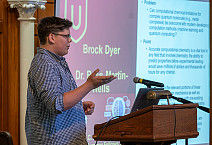 Brock Dyer presents his Summer Fellows research in Bomberger Hall.