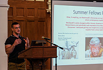 Brian Dresnin '24 presents his Summer Fellows research in Bomberger Hall