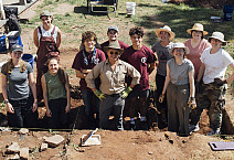 Students and faculty do an archeological dig by the Speakers House in Trappe. July 11, 2024 - Drone Shots