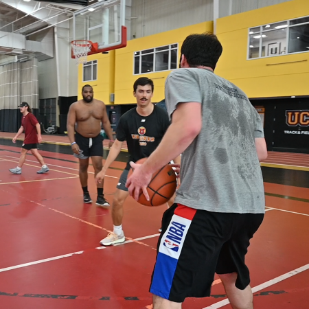 Faculty, staff, and community members gather every Friday for a fun session of pickup basketball.