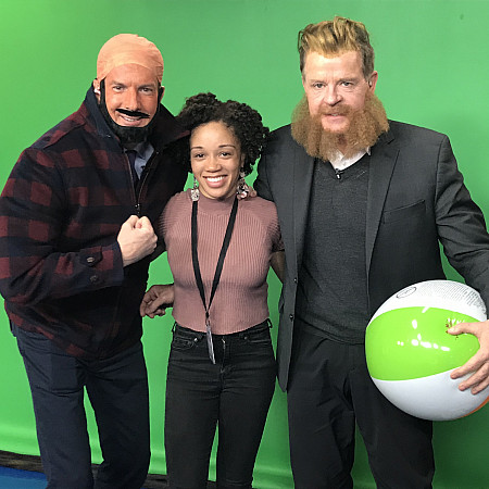 Bob Kelly, Latonia Brown '04, and Mike Jerrick on the set of FOX 29's Good Day Philadelphia