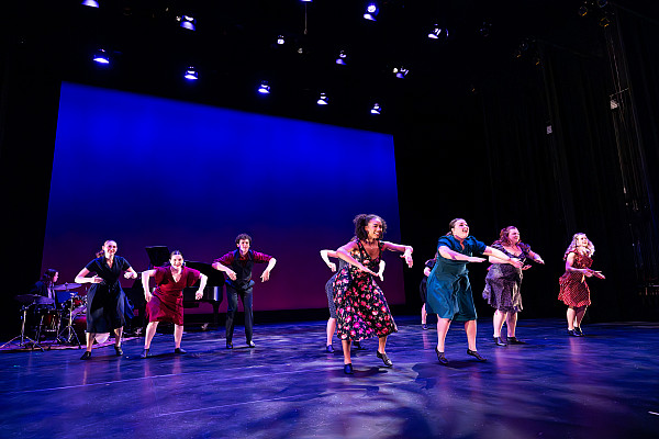 Production images from Ursinus College Dance Company's Fall 2023 concert, Motion, Timbre, & Rhythm by Mark Gavin