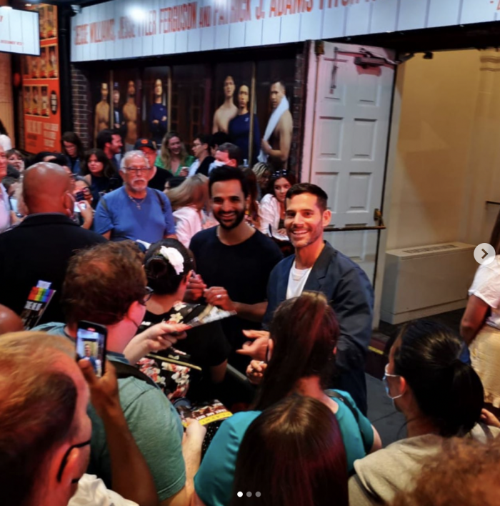 Eduardo Ramos signing autographs outside the Helen Hayes Theatre