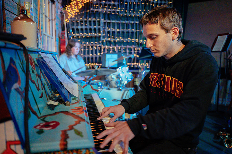 The Ursinus Jazz ensemble performs yearly at Trouble's End Brewing in Collegeville on October.