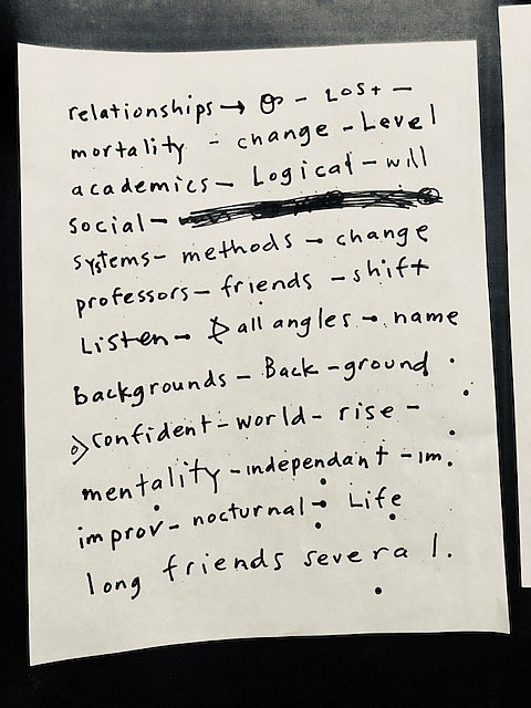 Katie Merz's notes from the graphic translation process