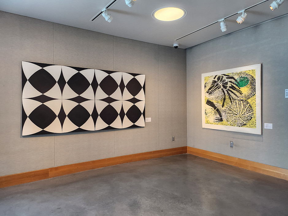William H. Campbell, Mandala, 1971; Susan Rothenberg, Tilting, 1986.