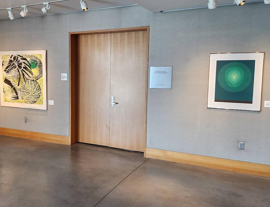 Susan Rothenberg, Tilting, 1986; Clarence Holbrook Carter, Mandala (Green and Blue), 1969.