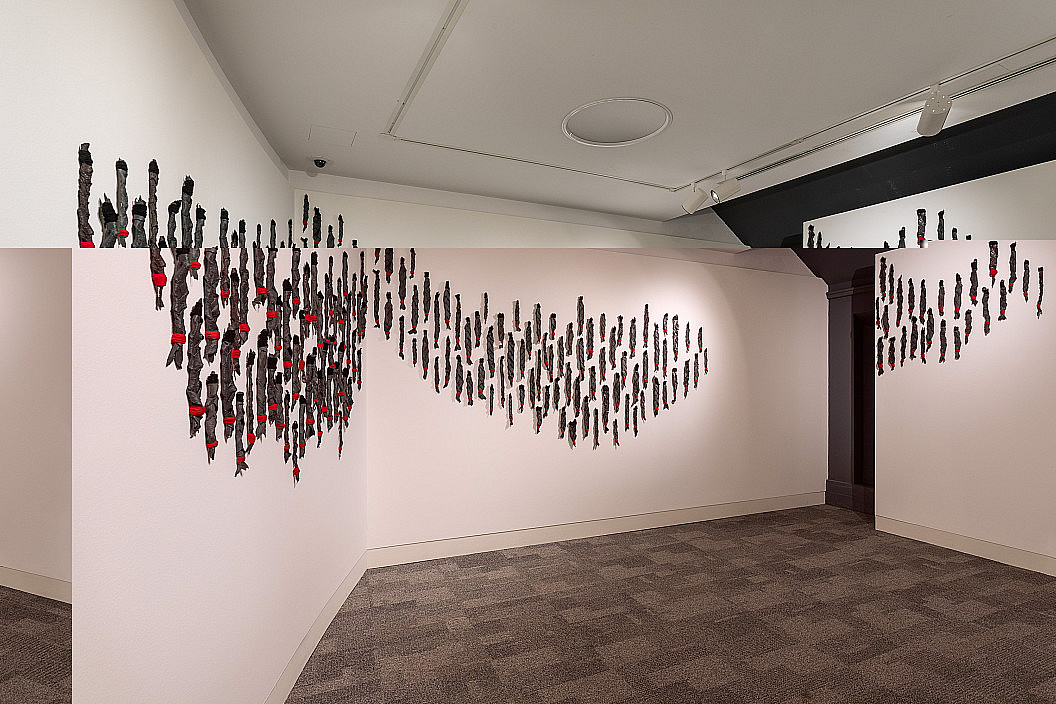 Sahar Tarighi, braids from The Warp and Woof of Freedom series, 2022. As installed in 2024 exhibition ?amaran ش??????: Threads of T...