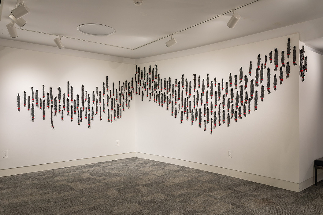 Sahar Tarighi, braids from The Warp and Woof of Freedom series, 2022. As installed in 2024 exhibition ?amaran ش??????: Threads of T...