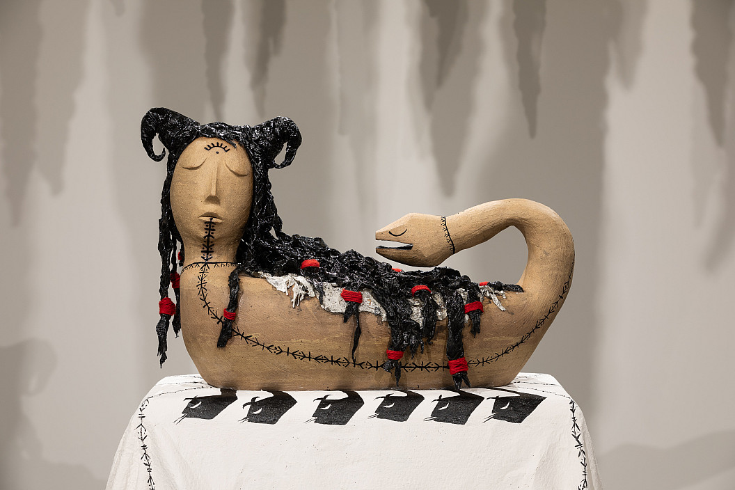 Centerpiece sculpture from the 2024 exhibition ?amaran ش??????: Threads of Transformation.