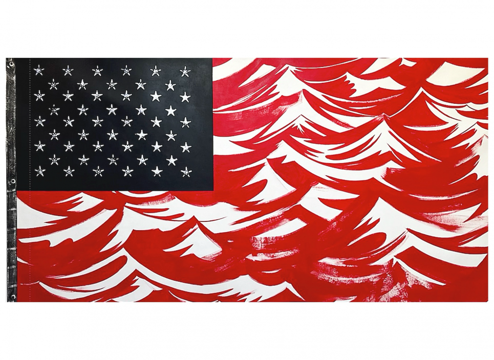 Flag 1 (The Big One), 2024. Ink on canvas, 60 x 118 in.