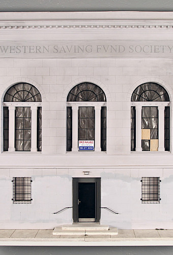 Drew Leshko. Western Saving Fund Society, 2013. Illustration board, wire, plaster, paper, basswood, acrylic, enamel. Courtesy of the artist.