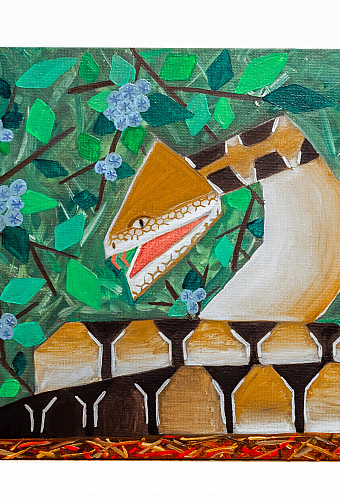Elizabeth Burke, Timber Rattlesnake, 2021. Oil on canvas. 10 x 8 inches.