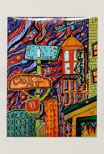 Katelyn Doherty, Psych City, 2021. Watercolor on paper. 40 x 60 inches.