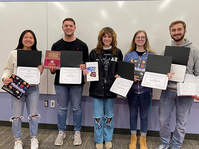 Award winners pictured left to right: Rebecca Lam, Daniel Leach, Alexandra Bender, Cael Milbourne, William Krueger
