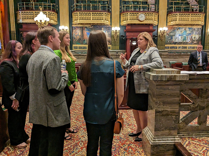 Students from Advanced Environmental Policy visit the state legislature in Harrisburg.