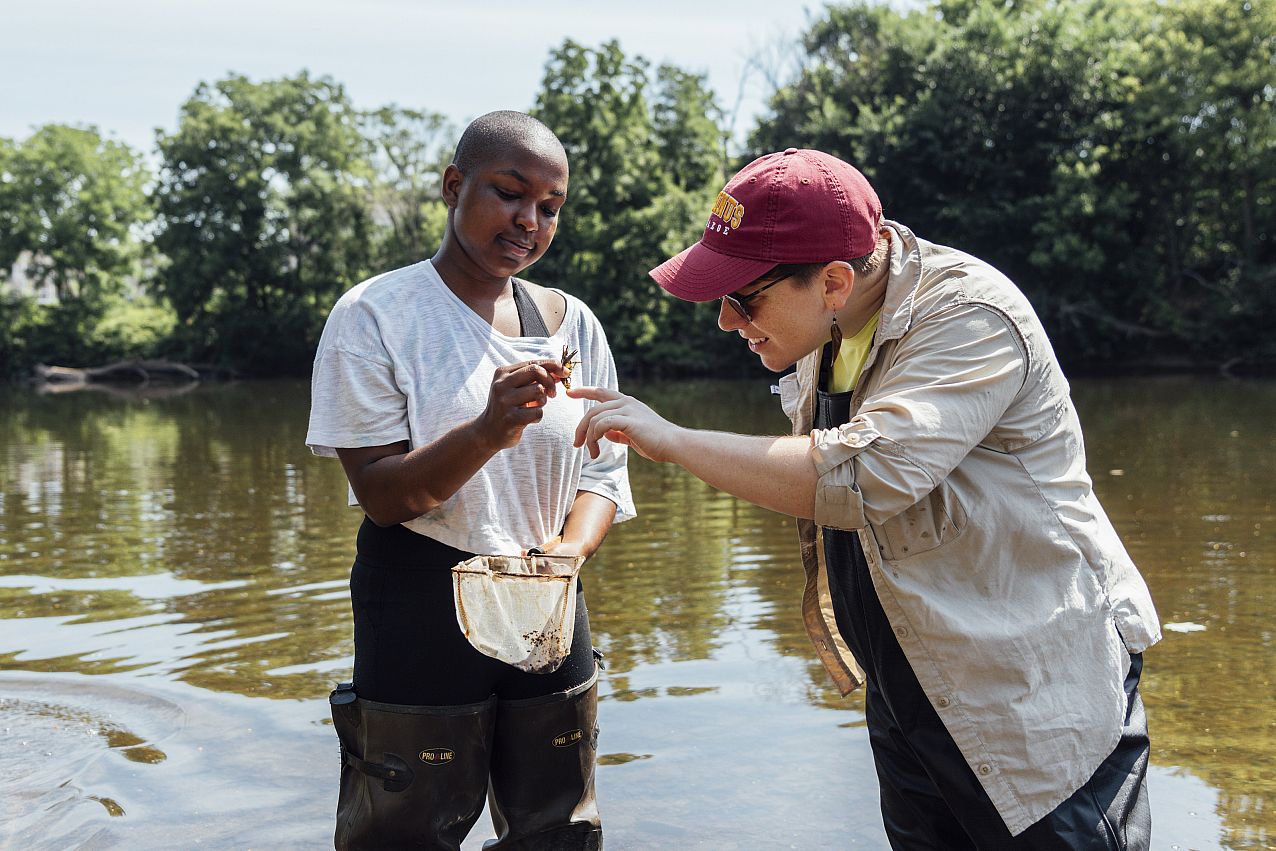 20240625 PerkiomenCreek-Bove-076 Students of Dr. Bove collect and measure crayfish in the Perkiomen Creek for research. - June 25, 2024