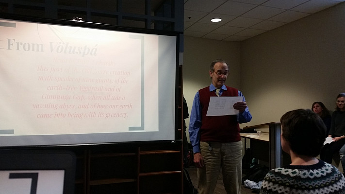 Prof. Luborsky reads part of the Old Norse creation myth.