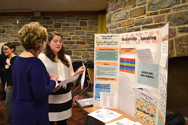 Cara Sulyok, mathematics certification, shares her work with student teaching supervisor Dianne Stahl