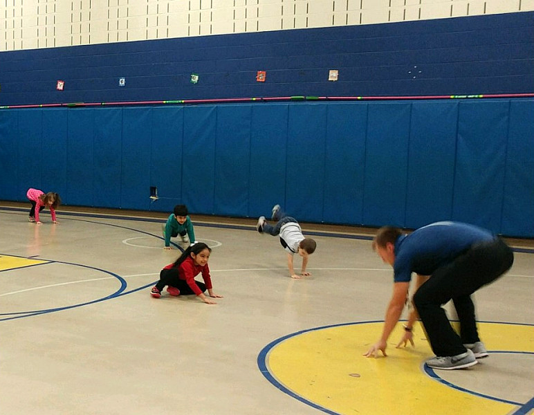 Ryan Crawford '18 student teaching Health & Physical Education at South Elementary School.