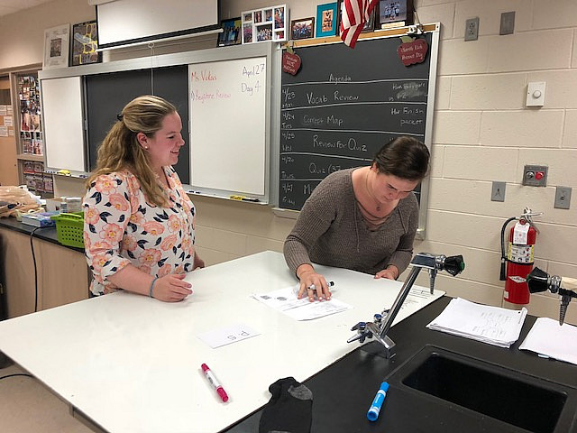 Sara Vukas '18 student teaching Biology in Spring-Ford Area High School.