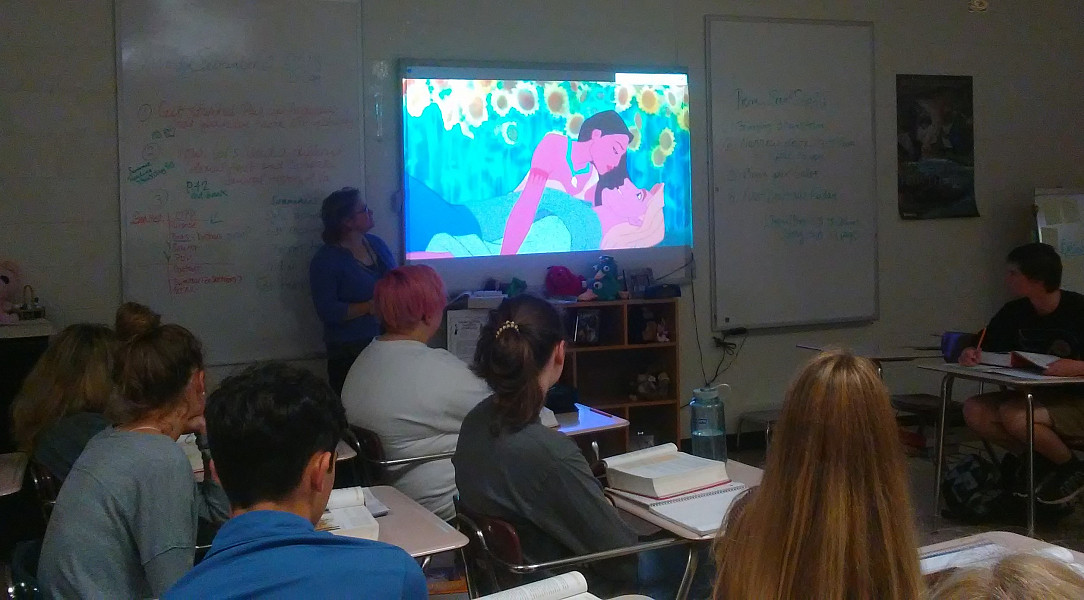 Julie Winkler (Post-Baccalaureate) student teaching Puritan Literature at Perkiomen Valley School District in fall 2018.