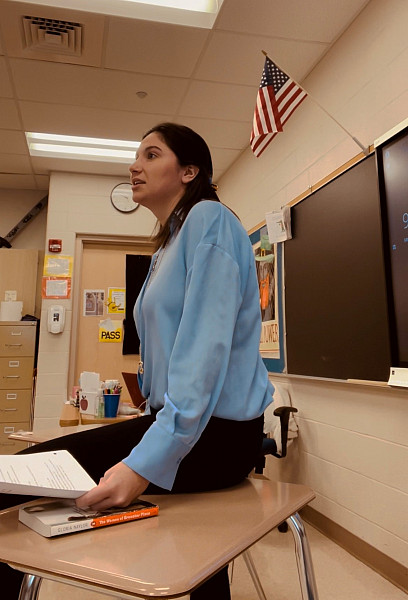Lauren Flanagan '22 student teaching English in the Spring-Ford School District.