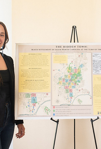    Katie Lowe defending her masters thesis in April, 2022 