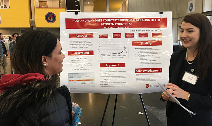 Charlotte Rohrer discussing her research How and Why Does Counterterrorism Legislation Differ Country from Country: An Analysis of the US...
