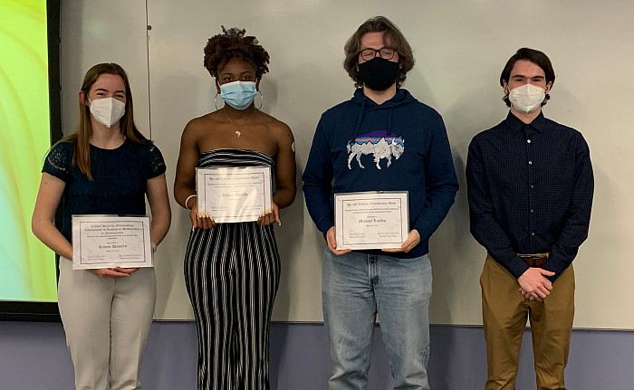 Neuroscience Departmental Award Winners and Honors Researchers, Kevyn Dewees, Esther Akande, Michael Landis & Arthur Burns